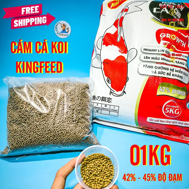 01 kg Cám KING FEED 2 loại 42% và 45% độ đạm cho cá koi cám 0
