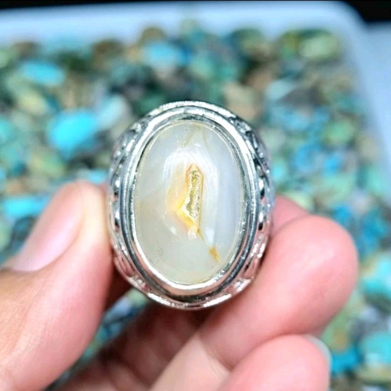 Cincin batu akik combong bolong asli alam 0