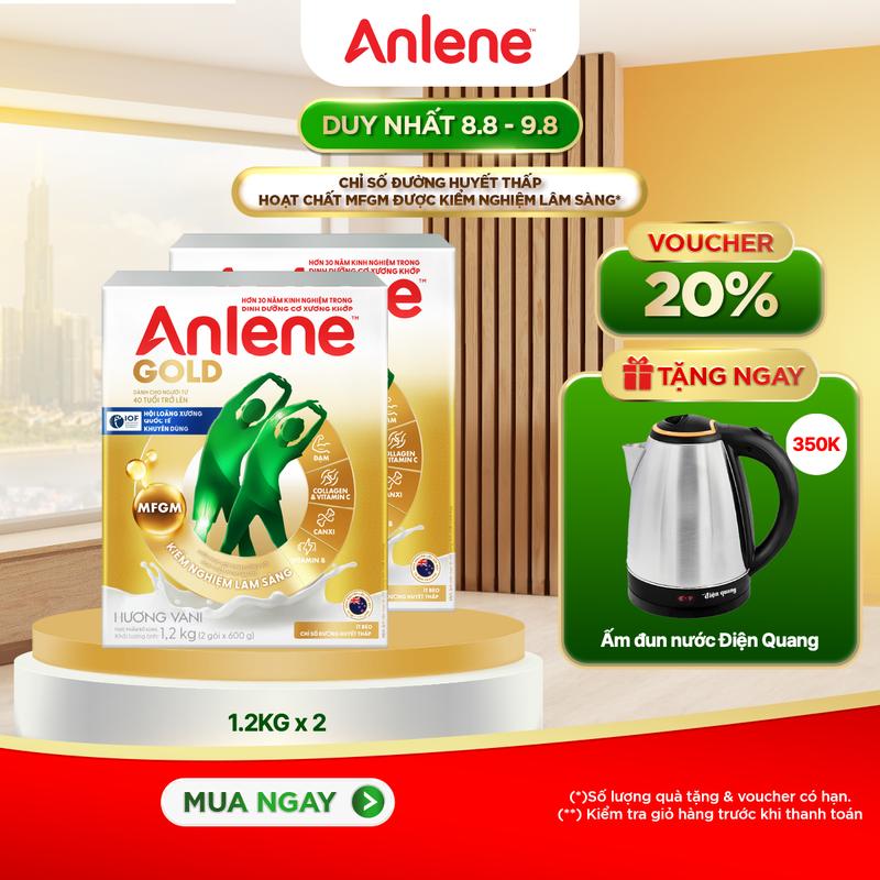 Combo 2 Hộp Sữa Bột Anlene Gold Hương Vani 1.2KG Dành Cho Người Trên 40 Tuổi