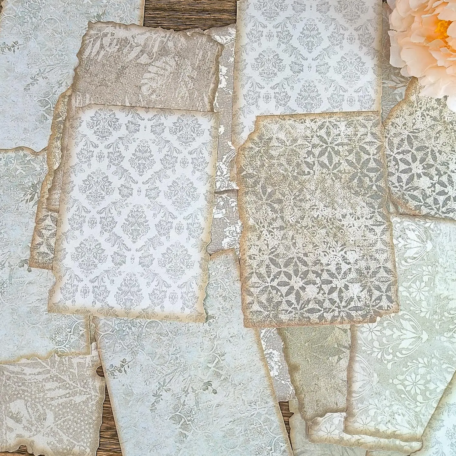 Vintage Floral Embossed Material Paper, 30 Sheets/pack Scrapbooking & Journal Making Paper, Decorative Paper for DIY Craft