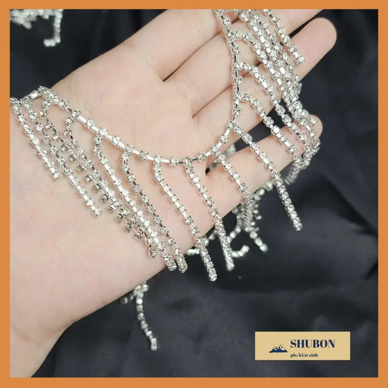 1 mét dây đá toong teng tua rua 6cm trang trí quần áo, trang sức, phụ kiện may mặc - phụ kiện thời trang 3