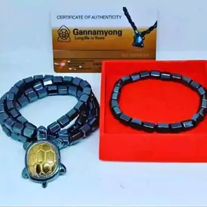 Kalung dan gelang kesehatan magnetik Gannamyong Bersertifikat. Kura kura Gold