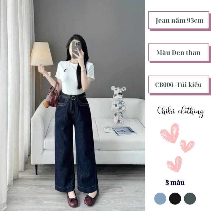 [CB006 Nấm lùn] Quần jean nữ nấm lùn 93-94cm tôn dáng 3 màu túi kiểu phối đồ xinh