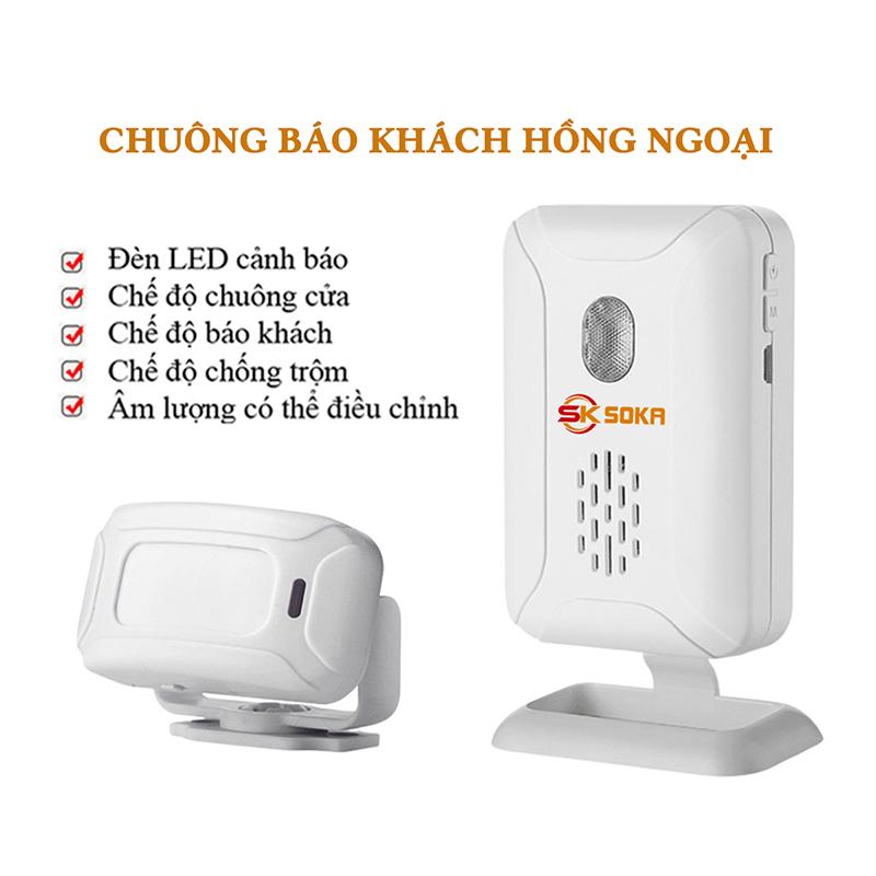  Chuông báo khách báo động chống trộm hồng ngoại không dây thông minh SOKA- SF20R 