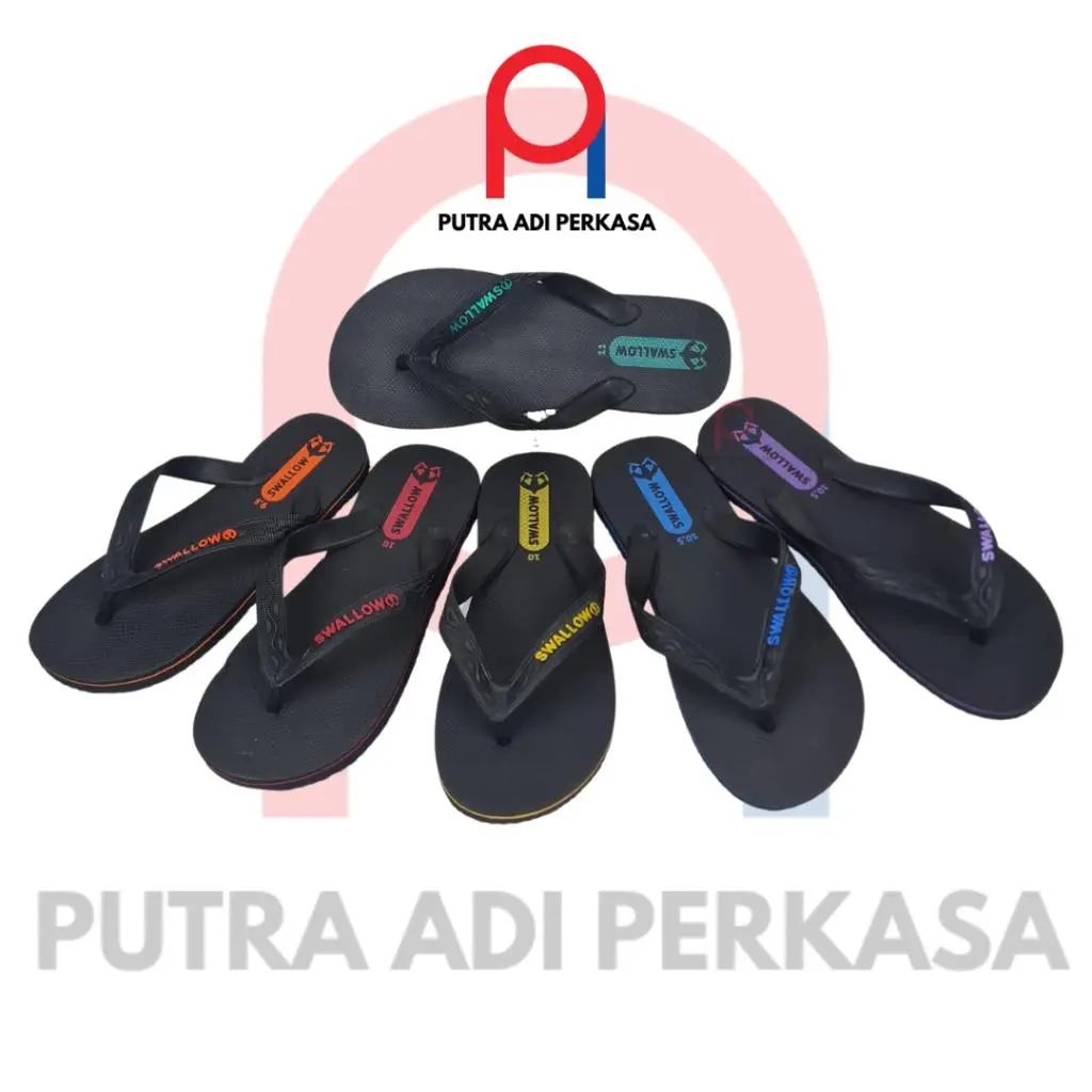 Sandal Jepit Swallow Hitam M02 / Newera All black Pria Wanita Anak sampai Dewasa Karet polos