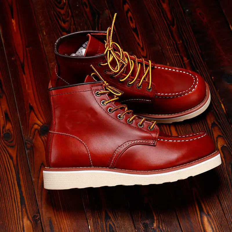 Red Wing 8875wing Worker Boot Joker Martin Boots Genuine Leather GOOD YEAR Motorcycle Boots Retro Men's Square Head Paratrooper Boots