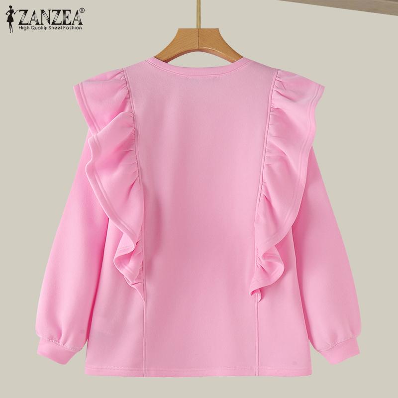 Product Introduction of ZANZEA Women Fashion Ladylike O Neck Pullover Full Sleeve Ruffled Edge Office Casual Sweatshirts * 38