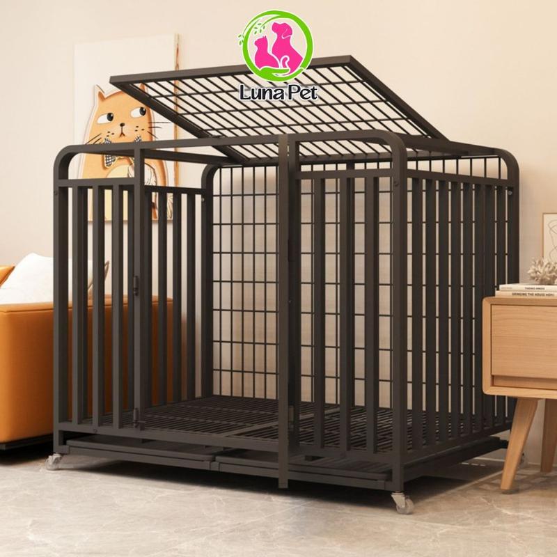 Chuồng chó lớn đến 40kg 3 MẶT NAN ỐNG 1.2cm Luna Pet CN10 - Chuồng lồng nuôi chó to có bánh xe