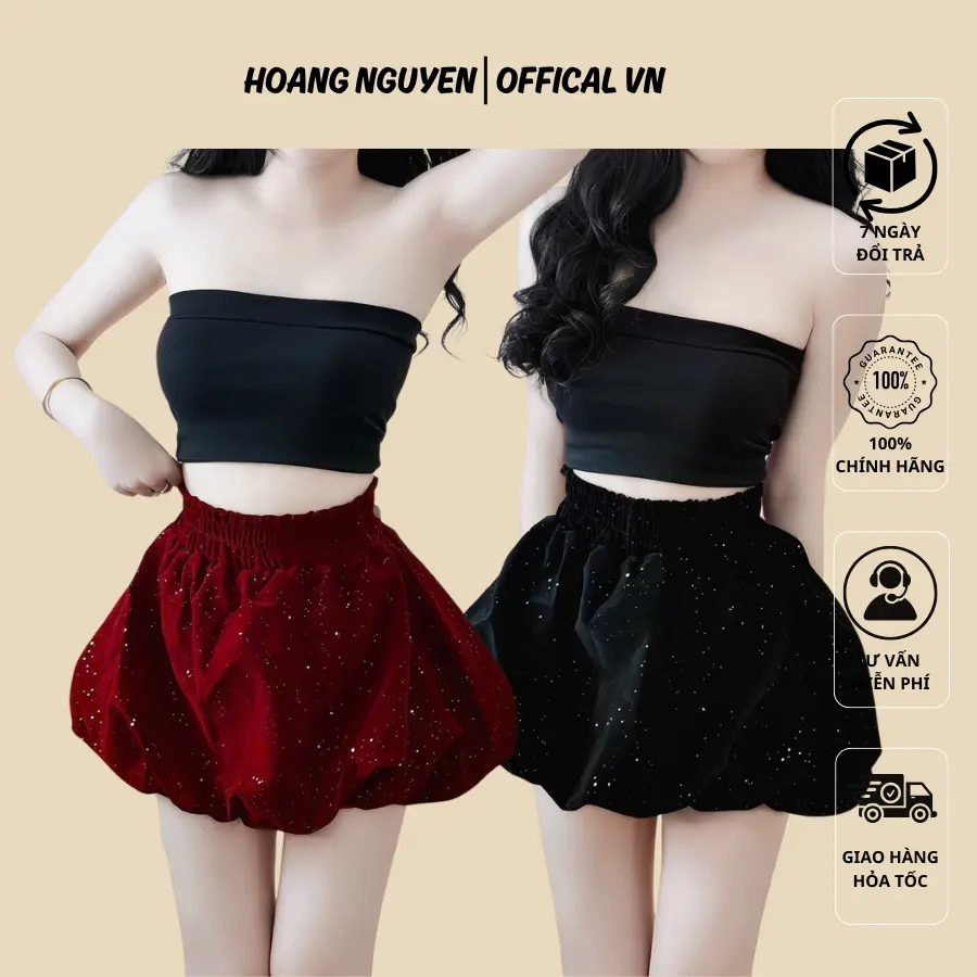 Bộ đồ nữ Set Chân Váy Bí (Có lót) mix áo ống xinh sắn dễ thương - - UN_71 Dress, Women Top