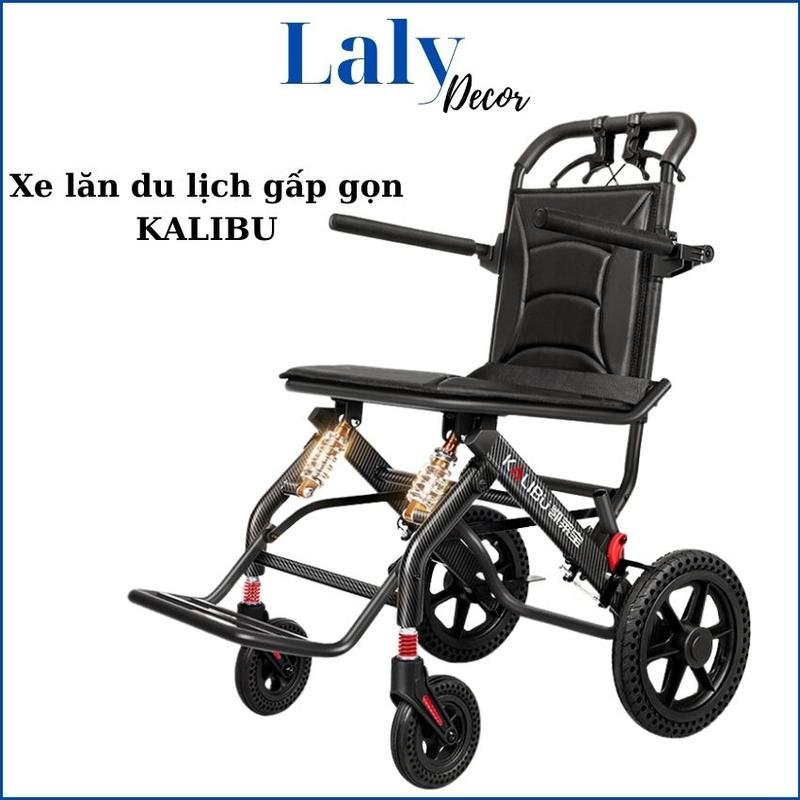 Xe lăn gấp gọn KALIBU xách tay siêu nhẹ cho người cao tuổi, người khuyết tật chỗ ngồi lớn , siêu nhẹ 7.2 kg, tải trọng 120kg - Xe lăn xếp gọn du lịch