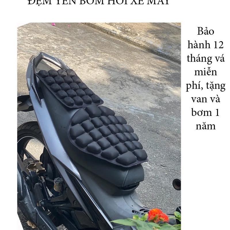    Tặng kèm bơm hơi  Đệm lót hơi trước và sau cho yên xe máy moto Phụ Kiện hãng JFT 