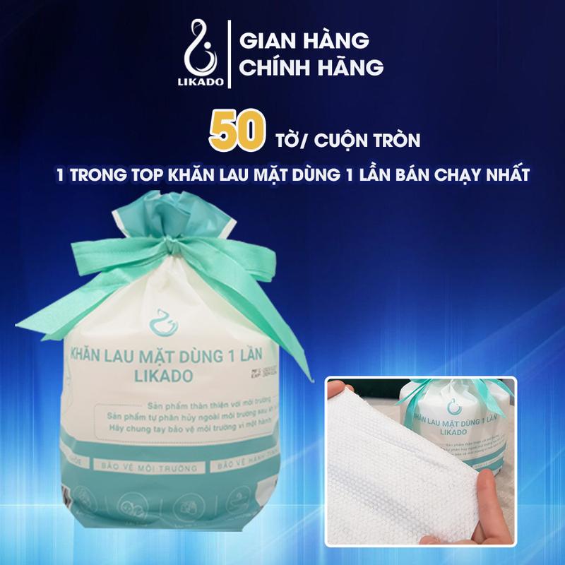  Khăn Lau Mặt Likado Dùng 1 Lần Cho Spa Cuộn 50 Tờ - 100% Cotton Chăm Sóc Da 