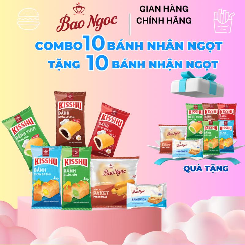 [Mua 10 Bánh Nhân Ngọt Tặng 10 Bánh Nhân Ngọt] CHỈ TRÊN LIVESTREAM Bánh Mì Tuơi Nhân Cốm, Nhân Socola, Nhân Đâụ Đỏ, Nhân Bơ Sữa, Nhân Sữa Chua, Bánh Mì Tươi Bảo Ngọc  Snack Food Thức Ăn Ăn Vặt Nho bánh sữa