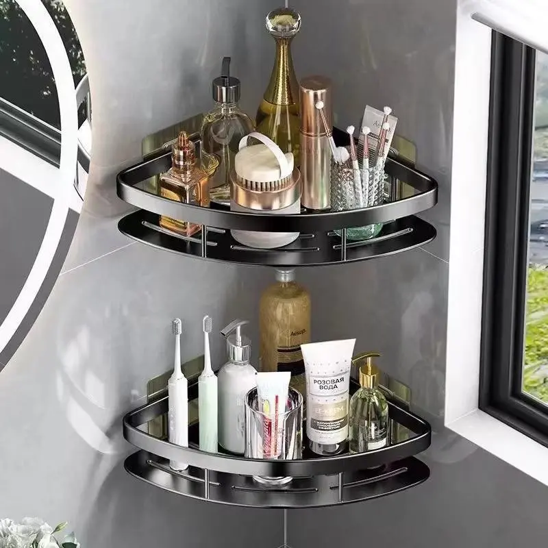 Bathroom Corner Shelf, Aluminum Alloy Shampoo Rack, Makeup Storage Organizer, Shower Shelf, No Drill Corner Shelf