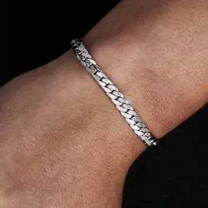 Gelang Bracelet Titanium Steel Silver Polos Aksesoris Pria Cowok Anti Karat Best Seller High Quality By Mamyshop_official