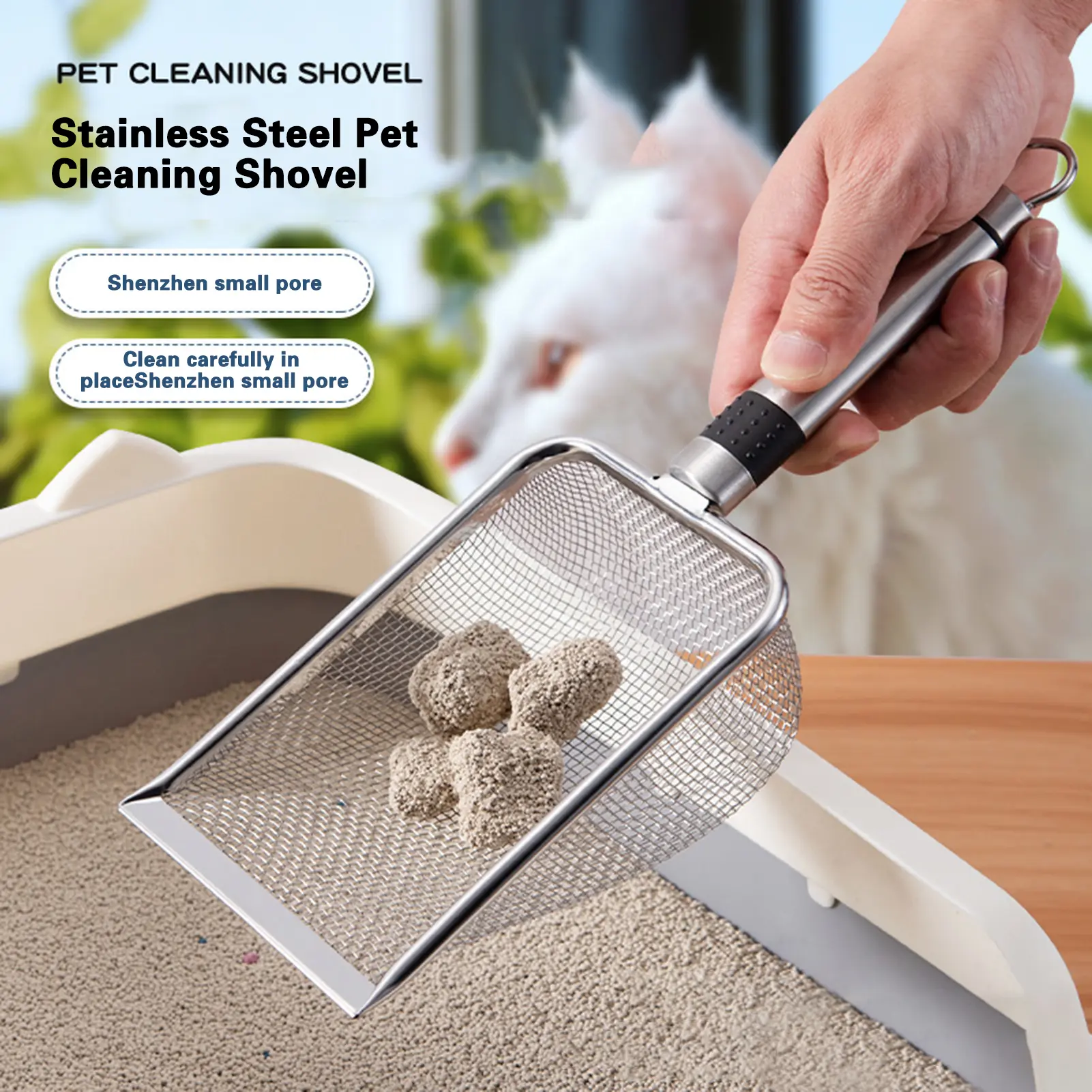 Daiditi-Cat Litter Shovel Quick Sand Leak Increased Surface with Hanging Hole Easy Storage Anti-rust Time-saving Minimalistic Stainless Steel Cat Litter Scooper Cat Supplies