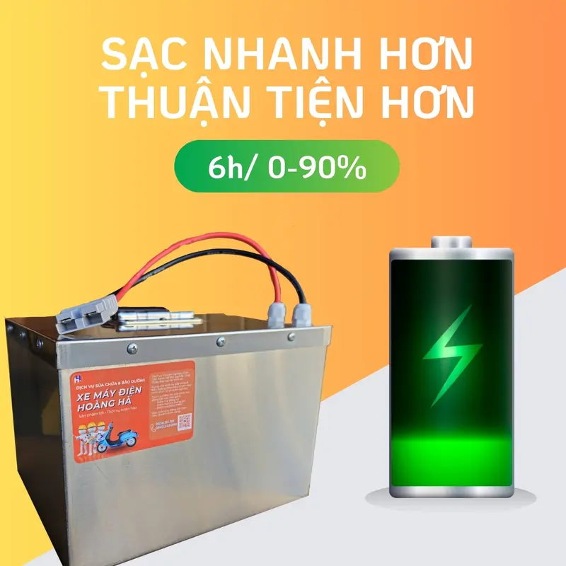 Pin xe máy điện Hoàng Hà dung lượng 60V-30Ah dùng cho xe máy điện chạy 5 bình 2
