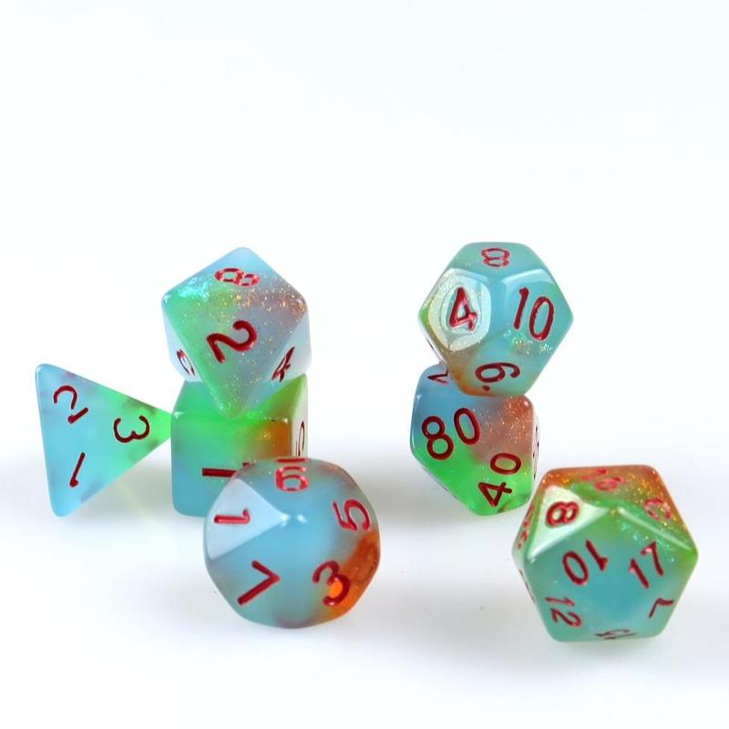 Product Introduction of Multi-sided Irregular Dice Set, 7 Counts/set 3-color Dice, Board Game Dice for Bars and Clubs, Fun Dice Game for Family Parties 6