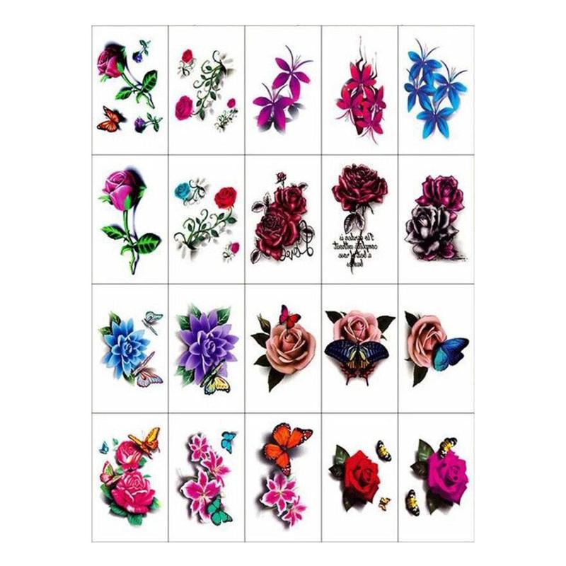 Product Introduction of 20/50pcs Waterproof Tattoo Sticker Sexy Simulation Flower Butterfly Ankle Clavicle RoseTattoo Sticker 39