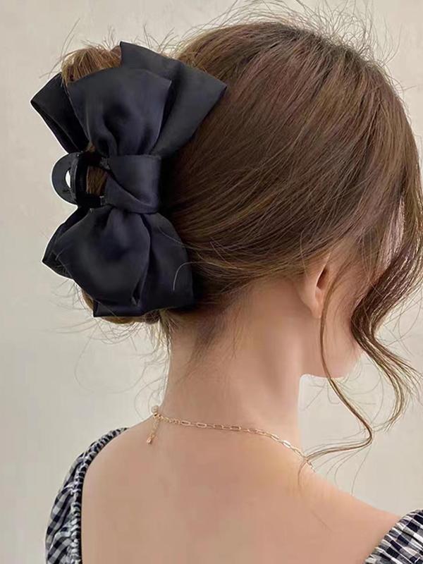 Women's Elegant Bowknot Design Hair Claw Clip, White Claw Clip, Minimalist Elegant Plain Easy Grasping Hair Claw for Daily Use, Fashion All-match Hair Accessories 4