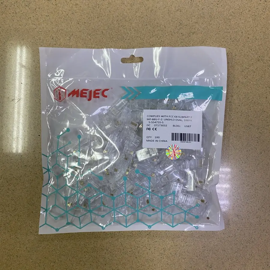 Connector Rj45 Cat5 Mejec isi 100pcs - Konektor Rj 45 isi 100pcs ORI