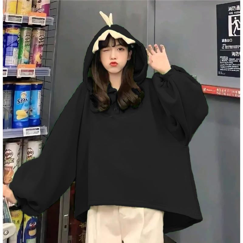 DINO SWEATER OVERSIZE WANITA - SWEATER KOREAN STYLE BAHAN PLECEE Basic Fleece Cewek Hoodie Atasan 3