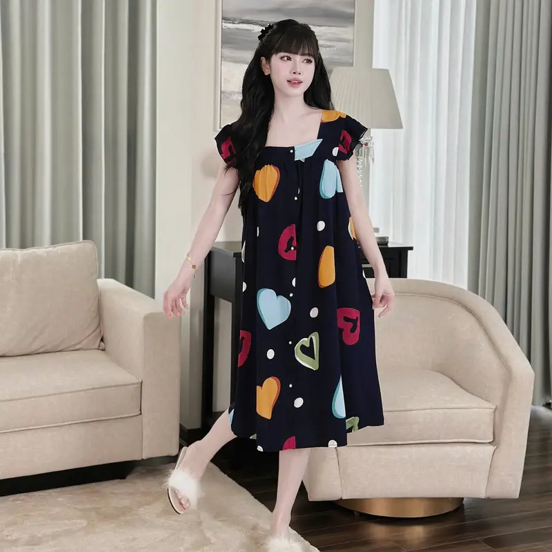 (45-100kg) váy bầu Bigsize cho mẹ mặc nhà, đi chơi cực kỳ thoải mái, họa tiết cực xinh 1