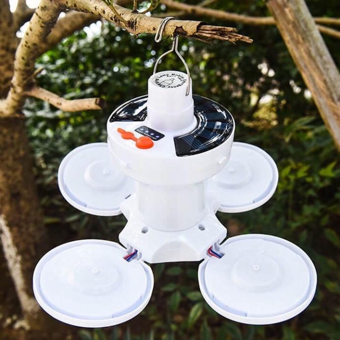Bóng Đèn Tích Điện 40W , Năng Lượng Mặt Trời 4 Cánh ,Đèn Led Siêu Sáng ,Tiết Kiệm Điện Năng , Chống Nước,Cổng Sạc USB. Pin Pin 6