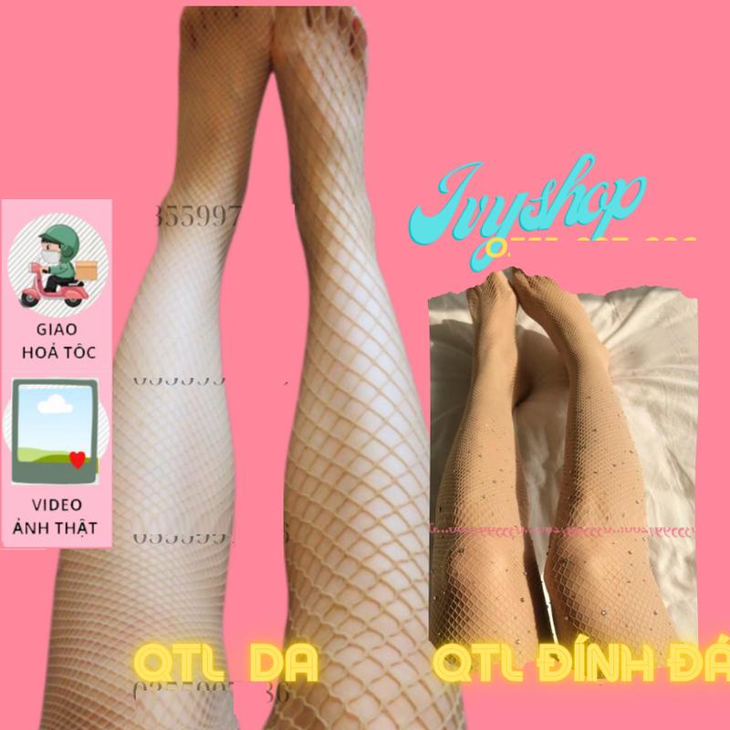 Quần tất lưới màu da đen trắng quần tất lưới đính đá quần tất lưới họa tiếtmắt nhỏ- mắt trung- mắt to