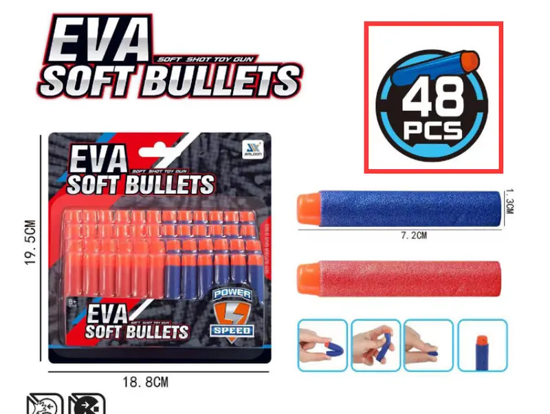 Đồ Chơi Trẻ Em Viên Xốp Nerf - 48 Viên - 2 Màu Xanh và Đỏ Toy Pin 2