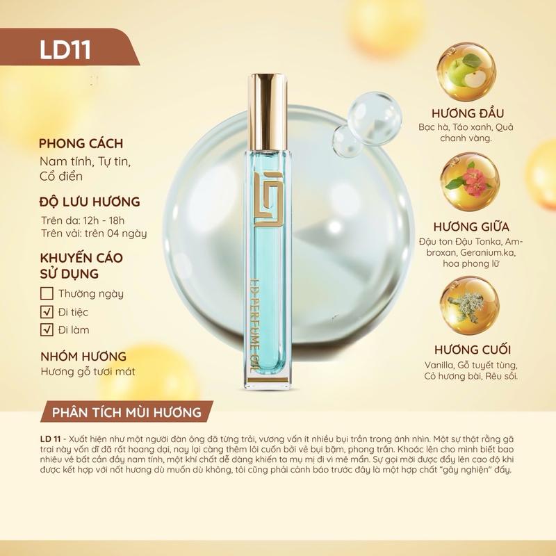 LD 11 - Bán chạy - LD - TINH DẦU NƯỚC HOA CHO MAN - WOMAN - Nước Hoa Nam NỮ UNSEX - dung tích 12ml - LD PERFUME OIL - size Du Lịch sử dụng 2 tháng - Thơm - LD Nước Hoa Nam Nữ