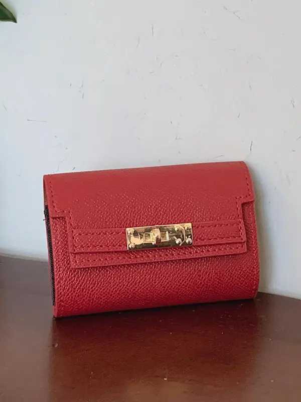 Women's Solid Color Litchi Embossed Wallet, Fashionable Multi Card Slot Wallet for Daily Used, Casual Trendy Versatile High-quality Daily Commuting Wallet 8