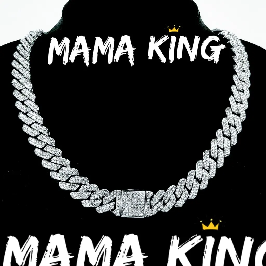 Dây chuyền cuban hiphop 14mm đính đá nhân tạo cz 3a mama king Cuban Chain