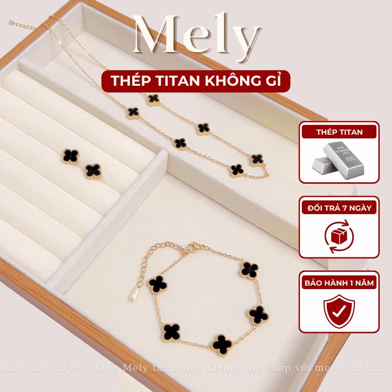 [KHÔNG ĐEN GỈ] Bộ dây chuyền Vòng tay Titan cỏ bốn lá cá tính thời trang phụ kiện cho nữ - Mely TT122