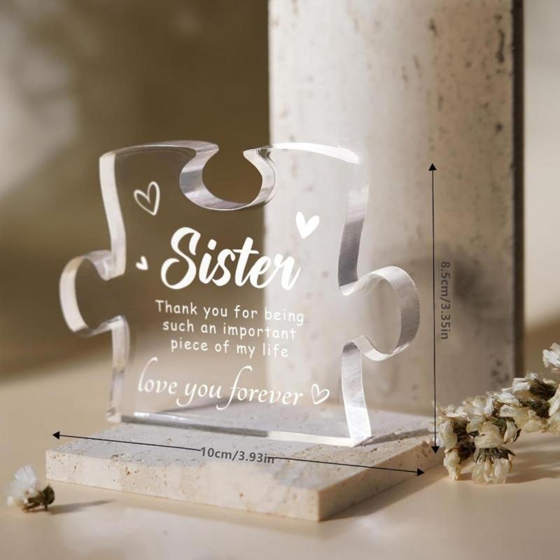 Creative Puzzle Design Desktop Ornament, 1 Count Acrylic Ornament for Bestie Sister, Room Decor, Home Decor Supplies, Home Decor Ideas 6