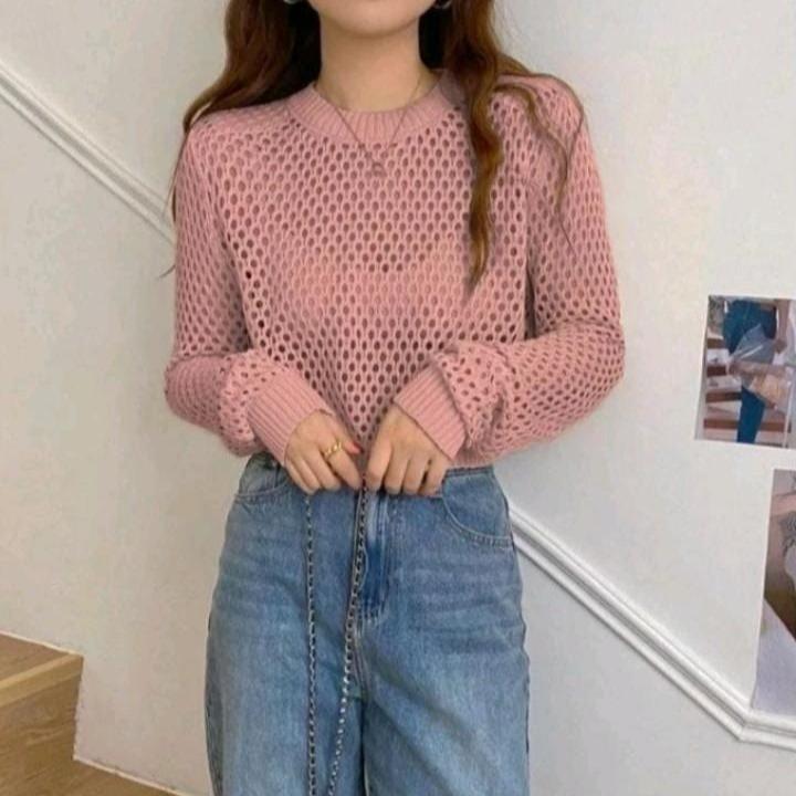 Basic Outer Crop Jaring Rajut Fuji terbaru 6