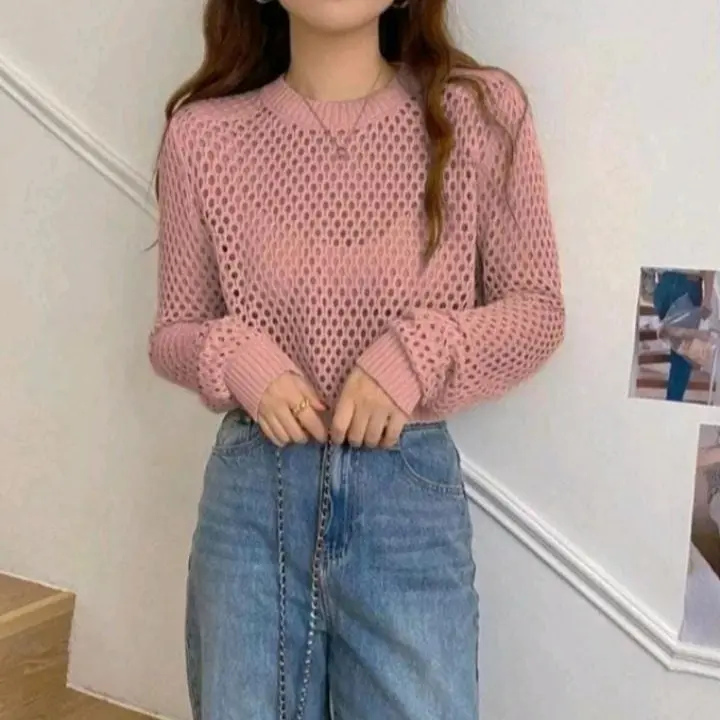 Basic Outer Crop Jaring Rajut Fuji terbaru 5