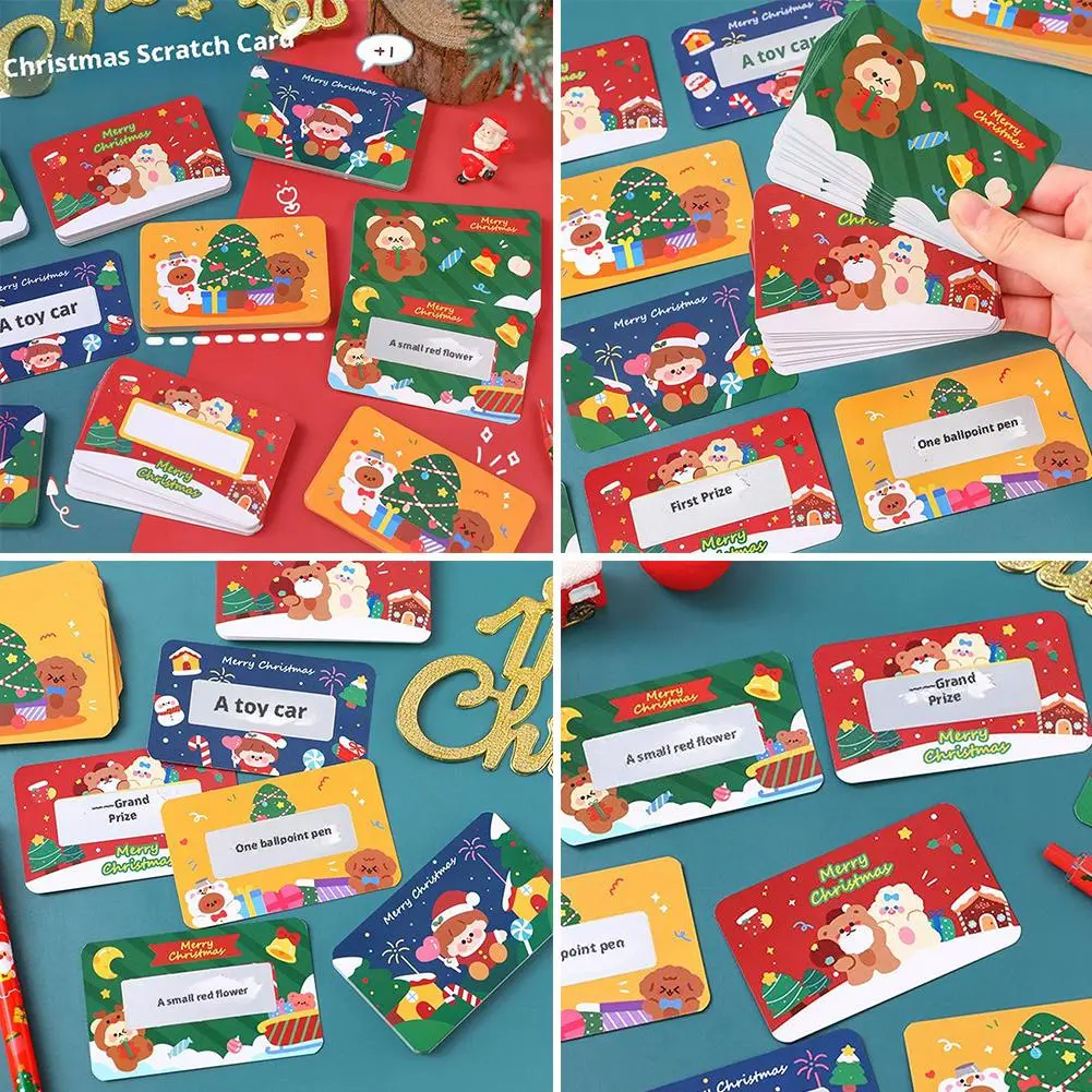 20pcs Christmas Surprise Cartoon Christmas Scratch Cards Children's Christmas Activities Handwritten Scratch Cards Student Rewards Lucky Scratchers