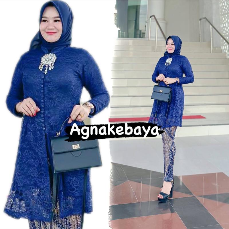 Product Introduction of Kebaya tunik naila brukat halus premium- full kancing Polos Hitam Putih Navy Bawahan Bordir Dress Panjang Semi Wanita Pesta Atasan Seragam Setelan Kondangan Mewah Wisuda 2