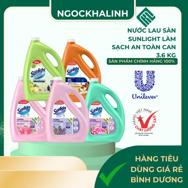 Nước lau sàn Sunlight làm sạch an toàn can 3.6 kg