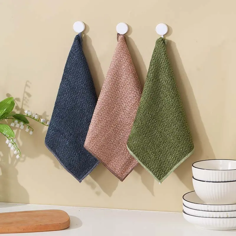 Household Thickened Absorbent Bamboo Fiber Dish Towel for Kitchen and Hotel, No Detergent Needed, Dry and Wet Dual Use, Non-Shedding Small Cloth