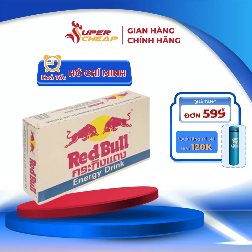 Thùng 24 Lon Nước Giải Khát Tăng Lực RedBull 250ml/Lon Sale 15.4 Supercheap
