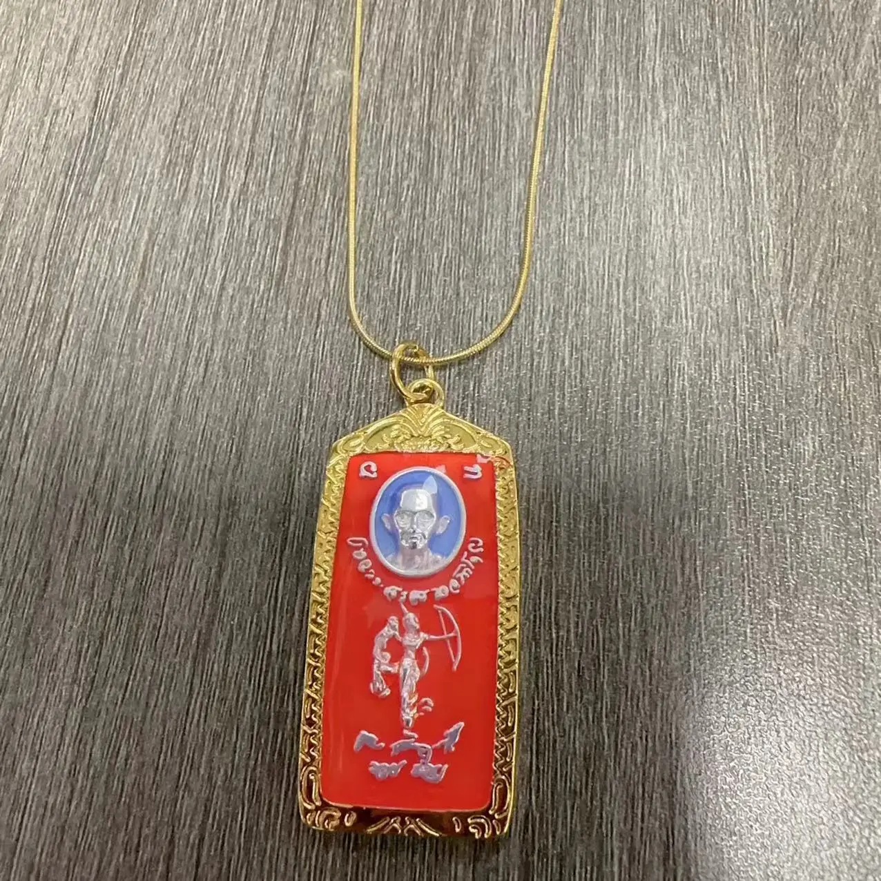 Cross-Border New Arrival Thai Amulets Longpo Rui Buddha Brand Suoli Laid-Back Literary Style Pendant Niche Accessories Factory Direct Sales gold  frame