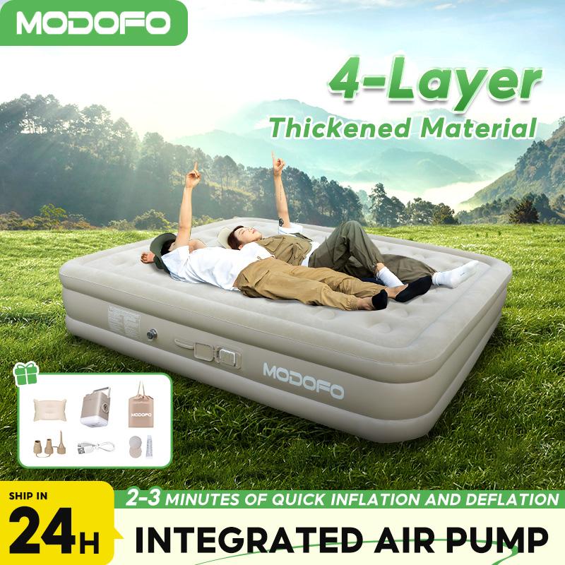 MODOFO Đệm Hơi Tự Bơm, Giường hơi đơn/đôi, Giường bơm hơi, kèm gối và bơm điện, độ dày 40cm, dùng ở nhà hoặc đi cắm trại