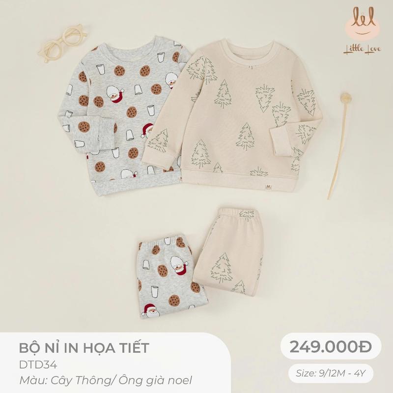   BST NOEL 2025  Bộ nỉ họa tiết dành cho bé LIL LITTLE LOVE  DTD34  