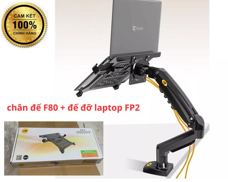 COMBO F80 + FP2 Giá Treo Màn Hình NB F80 - Kèm Kẹp Đỡ Laptop FP2 10 - 17 Inch - Gắn Bàn Xoay 360 Độ Chính Hãng NB setup phukien