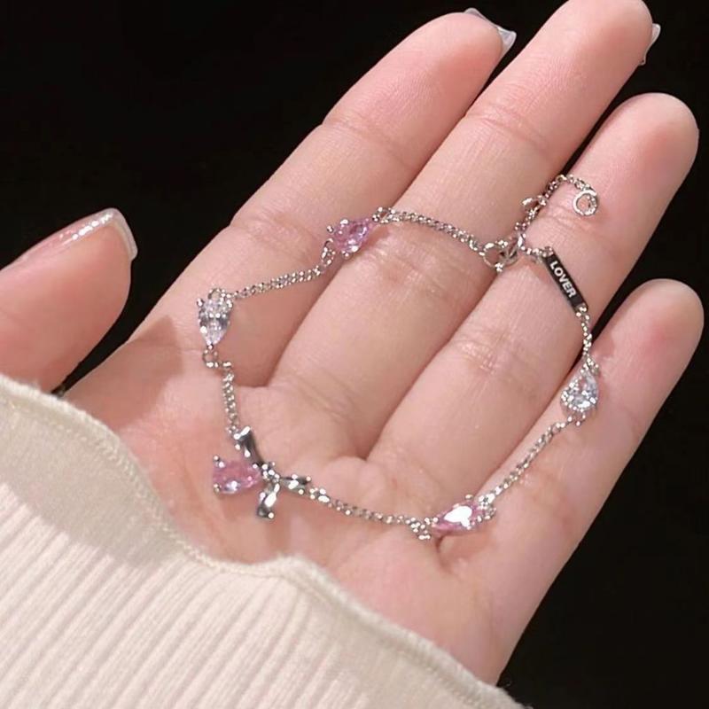Vòng Tay Nơ Hoa Anh Đào, Màu Hồng, Dành Cho Phụ Nữ, Phong Cách Ins, Ngọt Ngào, Với Mặt Trăng Nước Và Sóng Biển, Thời Trang vong  tay  cuaduongdomic 6