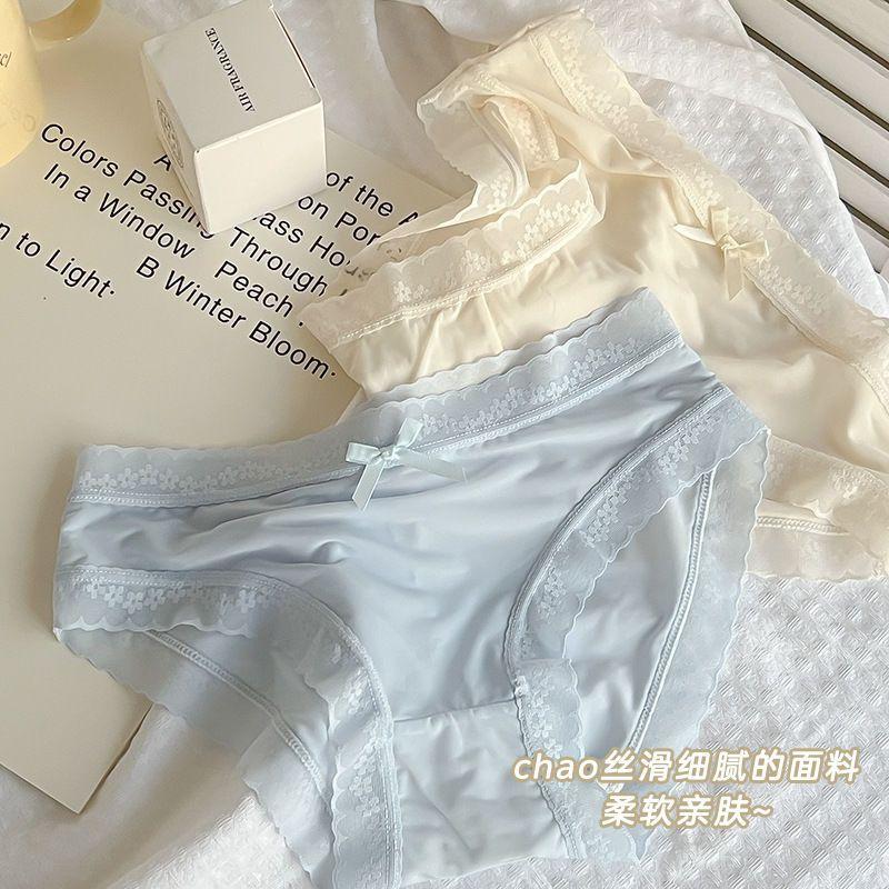 Quần Lót Ren Lụa Lạnh Mỏng Nhanh Khô, Yu Zhaolin, Năm Gói, Dành Cho Phụ Nữ Và Trẻ Em Gái, Đáy Quần Cotton Nguyên Chất, Quần Đùi Mặt Nạ Gợi Cảm 3
