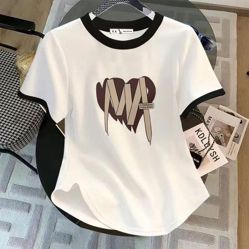 Product Introduction of Áo Thun ngắn Tay Mỏng Giấu Vải Cong, Hàng Mới Về Mùa Hè, Áo Nữ, Thích Hợp Cho Cô Gái Đầy Đặn, Ngoại Cỡ, Phong Cách Dễ Thương Và Gợi Cảm, Áo Thun Tay Lửng Hợp Xu hướng Top Cổ Tròn Women 6