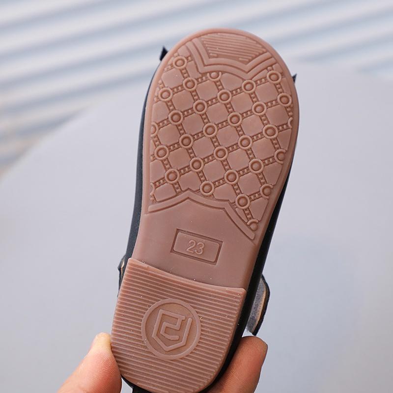 Gaya Korea Ikatan Simpul Bayi Gadis Kulit Datar Sepatu Warna Solid Ruffle Sol Lembut Anti Licin Sepatu Anak 2- 8 Tahun 7